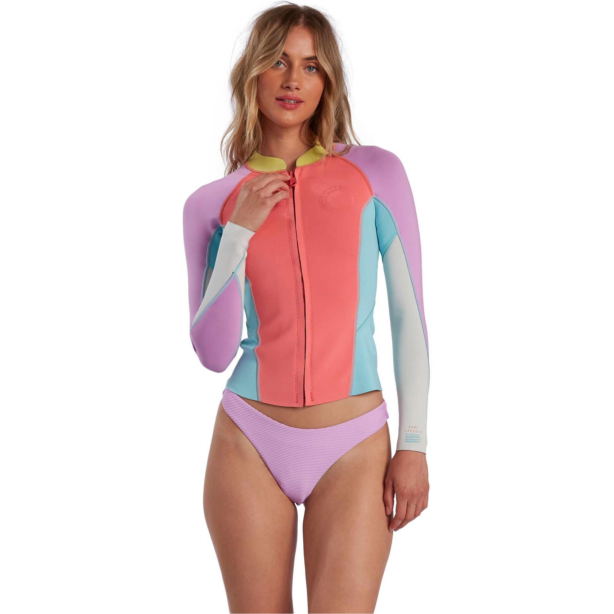 2021 Billabong Womens Peeky Jacket 2mm Wetsuit Top W42G56 - Neon